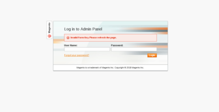 Magento Admin-Login: invalid form key